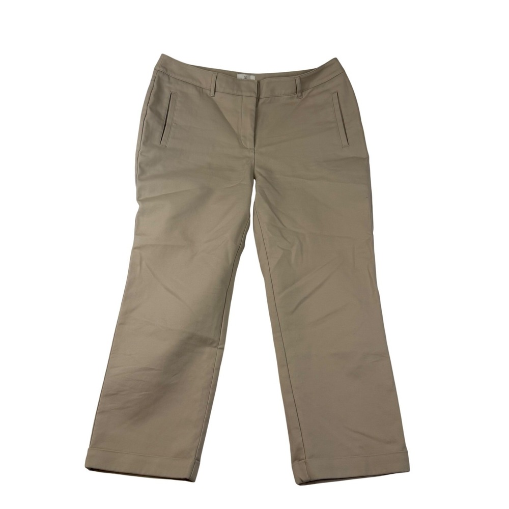 Chicos So Slimming Crop Pants Tan Khaki Cuffed Trousers Size 1 Medium 1549